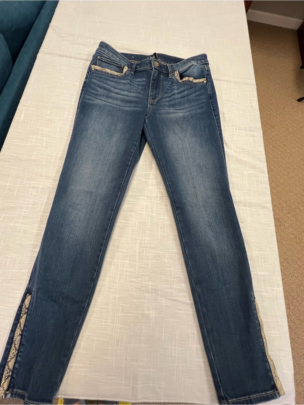 WHBM Jeans with Snakeskin Trim Pockets